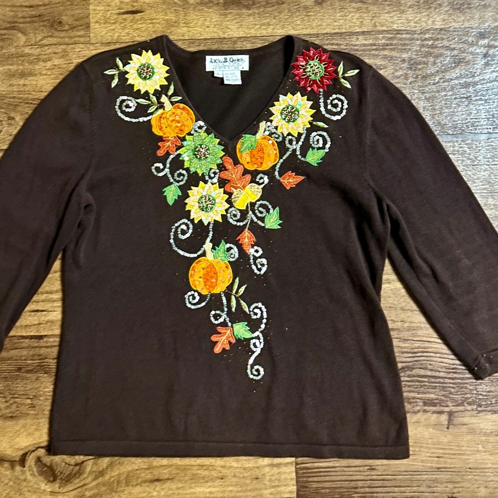 Jack B. Quick Large Brown Fall Pumpkins Sequins/ … - image 2